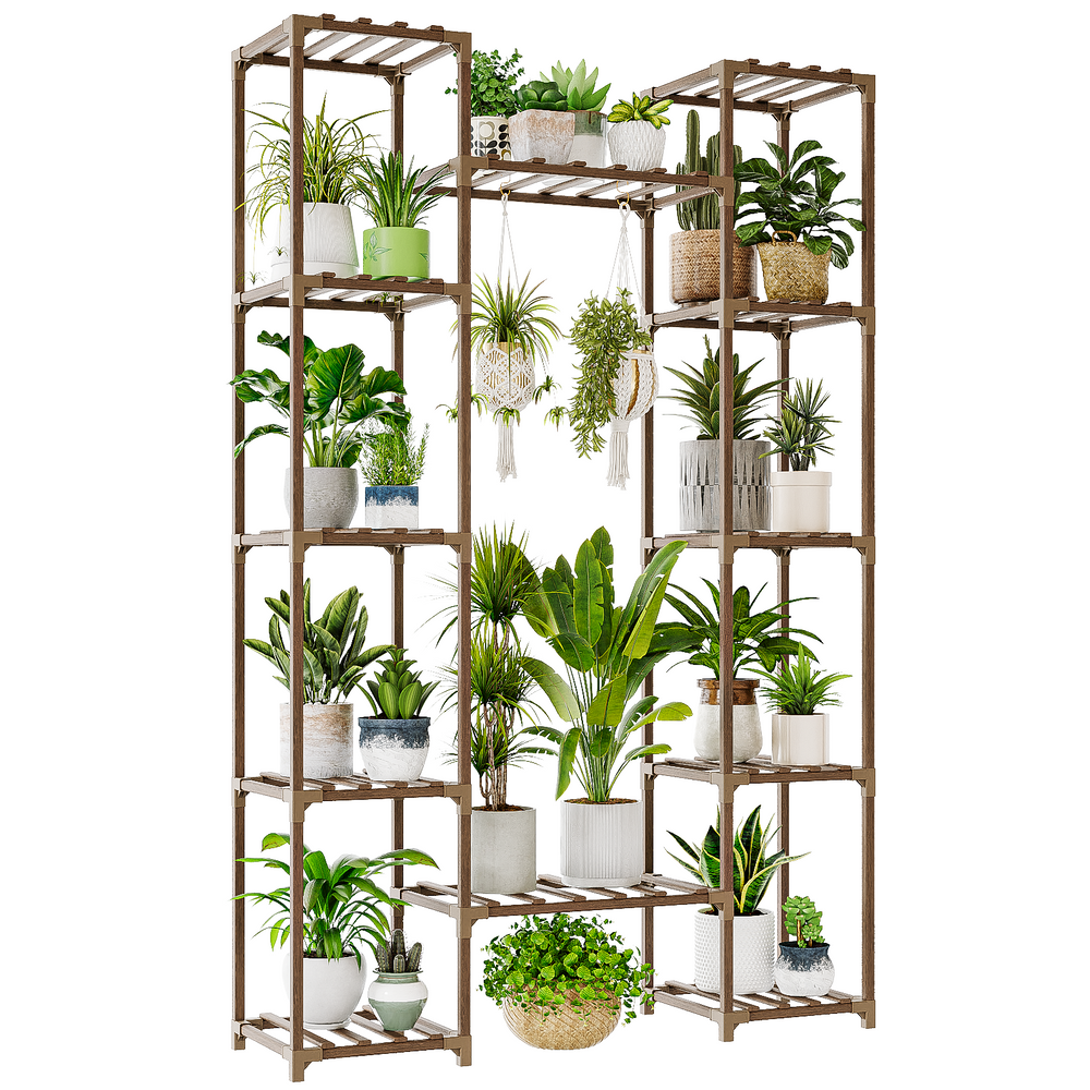 Bamworld Large Plant Stand - Tall Indoor Plant Shelf Outdoor Corner Plant Holder for Multiple Plants Flower Stands for Living Room Balcony & Garden