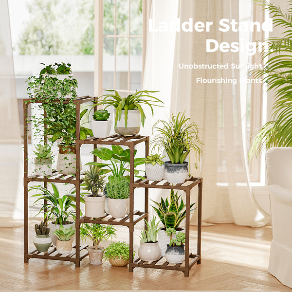 Bamworld 3-Tier Wooden Plant Rack for Indoor & Outdoor