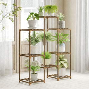 Bamworld Outdoor Plant Stand Indoor Plant Rack Plant Shelf Wood Outdoor Tiered Plant Shelf for Multiple Plants Ladder Plant Holder