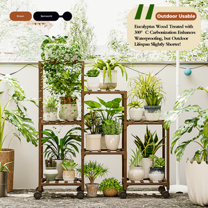 Bamworld 3 Tier Furniture Plant Stand, 7 Potted Holder Table for Indoor/Outdoor, Window, Garden, Balcony, Patio, Living