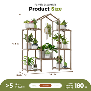 Bamworld large hanging plant shelf dimensions 23.6 by 23.6 by 58.4 inches diagram