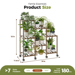 Bamworld 3 Tier Furniture Plant Stand, 7 Potted Holder Table for Indoor/Outdoor, Window, Garden, Balcony, Patio, Living