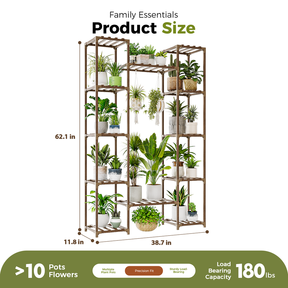 Bamworld Large Plant Stand - Tall Indoor Plant Shelf Outdoor Corner Plant Holder for Multiple Plants Flower Stands for Living Room Balcony & Garden