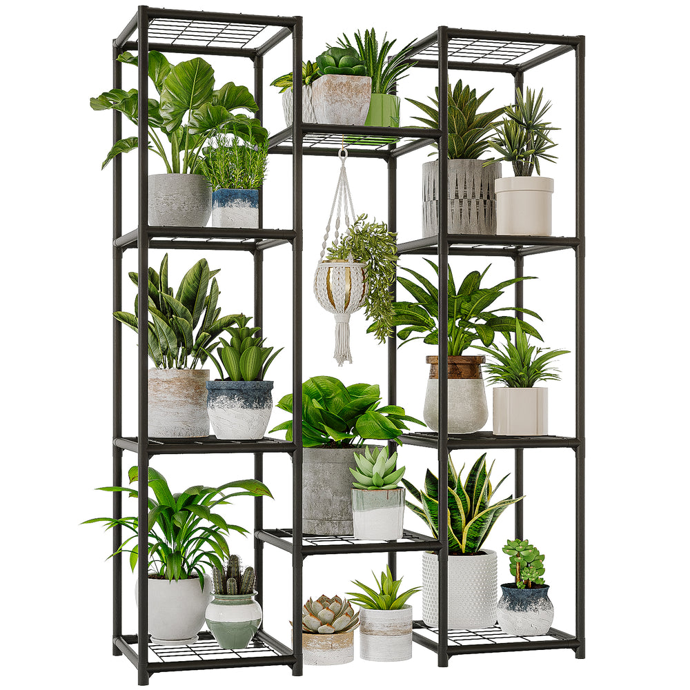 Bamworld Metal Plant Stand Outdoor, Large Waterproof Plant Shelf for Multiple Plants, Heavy Duty Plant Holder for Garden, Patio, Living Room Modern Home Decor