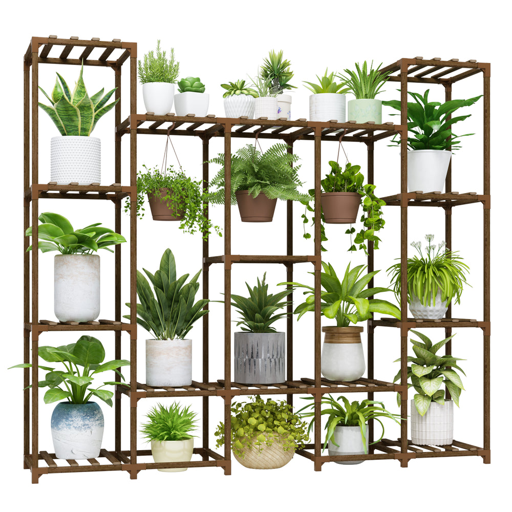 Bamworld Large Plant Stand Indoor Plant Shelf Outdoor Hanging Plant Pot Holder for Living Room Outdoor Plant Rack Indoor Multiple Plants Patio Balcony Garden