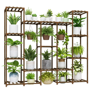 Bamworld Large Plant Stand Indoor Plant Shelf Outdoor Hanging Plant Pot Holder for Living Room Outdoor Plant Rack Indoor Multiple Plants Patio Balcony Garden
