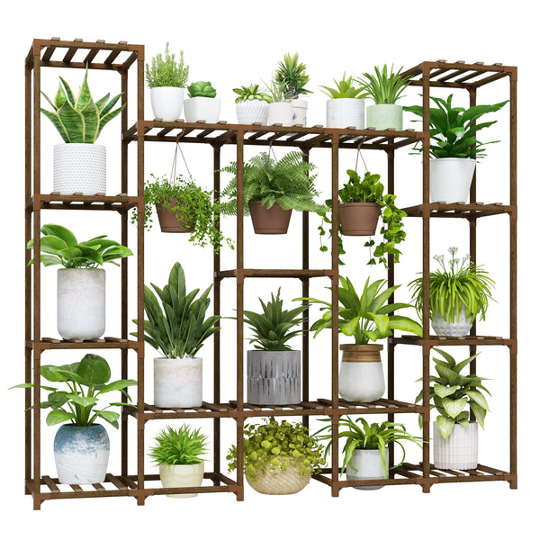 Bamworld Large Plant Stand Indoor Plant Shelf Outdoor Hanging Plant Pot Holder for Living Room Outdoor Plant Rack Indoor Multiple Plants Patio Balcony Garden