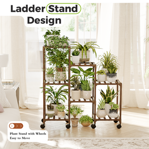 Bamworld 3 Tier Furniture Plant Stand, 7 Potted Holder Table for Indoor/Outdoor, Window, Garden, Balcony, Patio, Living