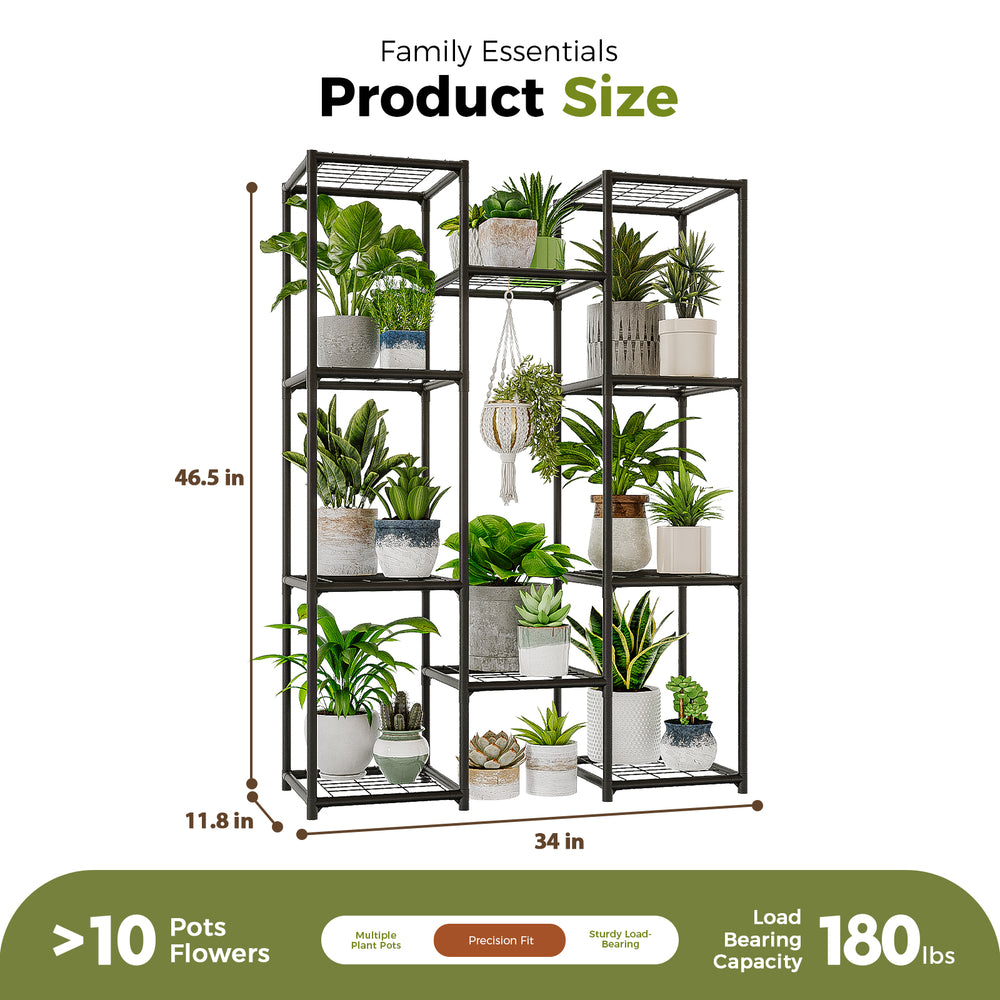 Bamworld Metal Plant Stand Outdoor, Large Waterproof Plant Shelf for Multiple Plants, Heavy Duty Plant Holder for Garden, Patio, Living Room Modern Home Decor